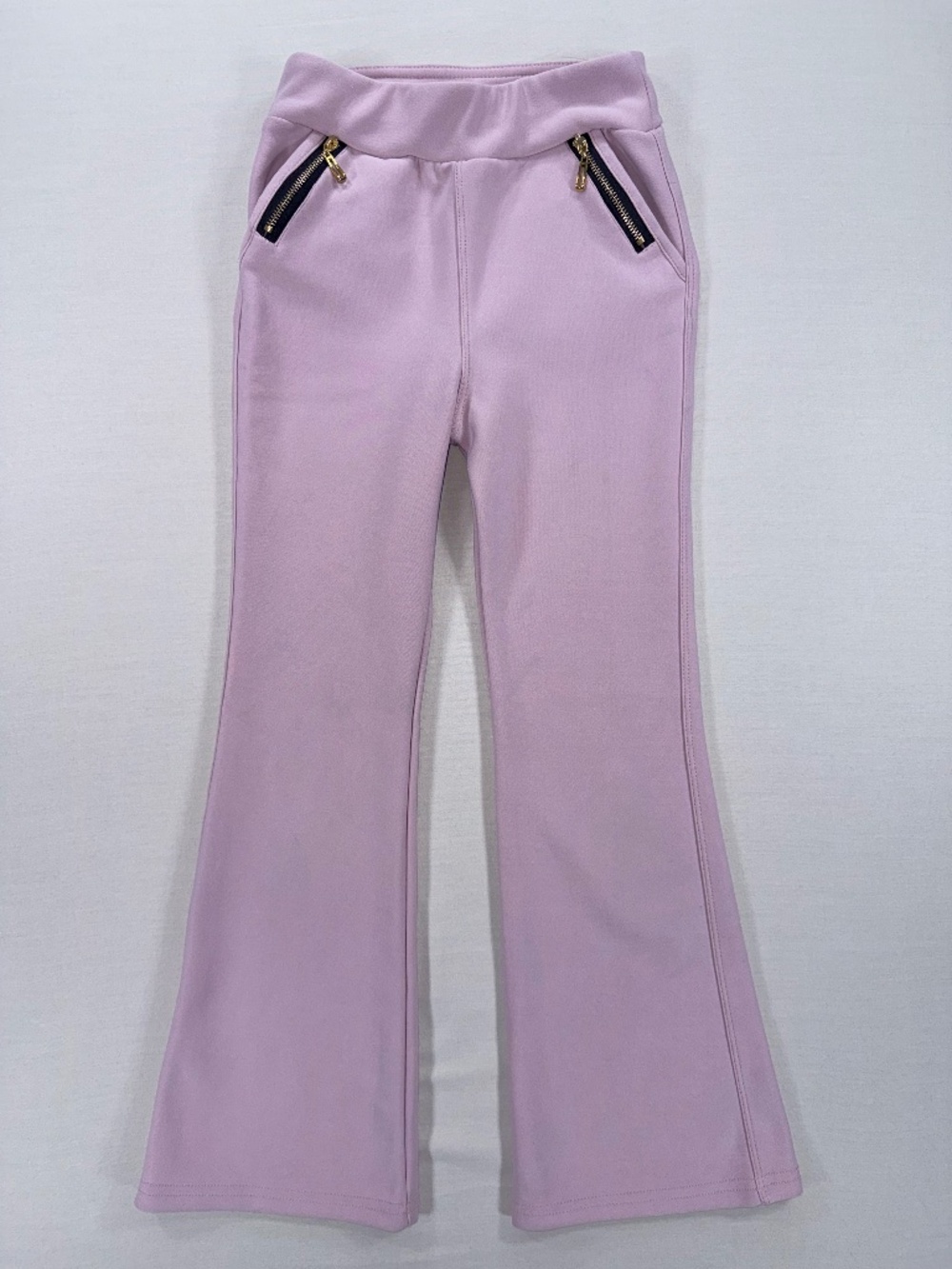 ShoSho Pink Flare High Rise Pants Gold Zipper Pockets Size 7/8 EUC